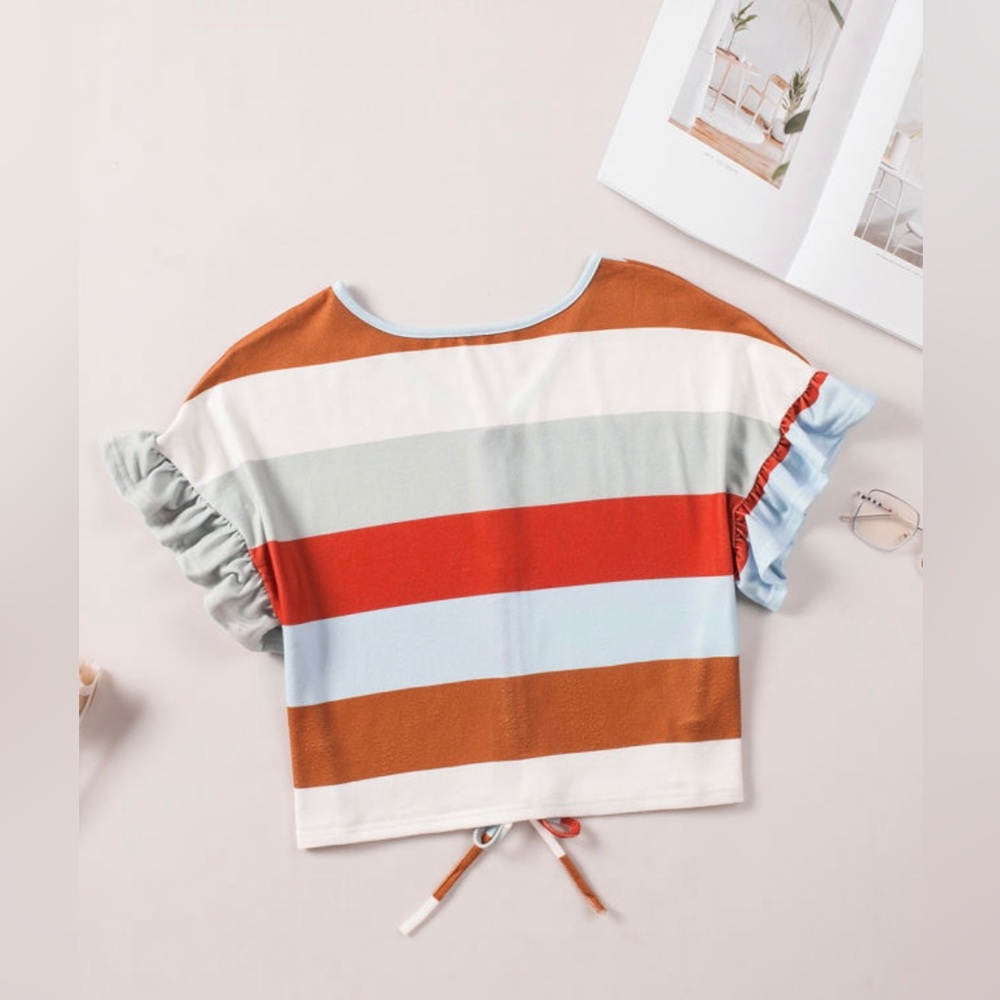 Plus Size Ruched Front Ruffle Sleeve Top - Picture 6 of 11